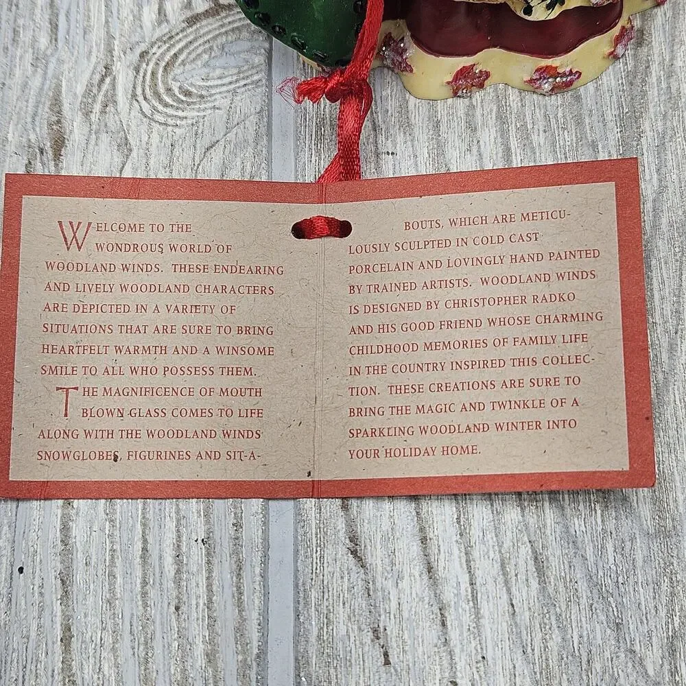 Christopher Radko‎ Woodland Winds Nana Leaf Ornament Figurine Box Tag Christmas